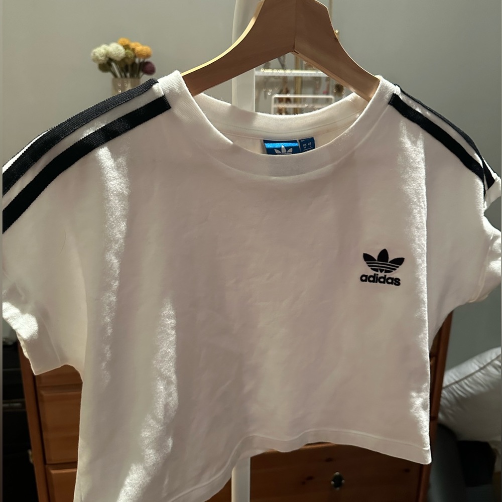 White adidas crop top